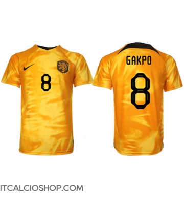 Olanda Cody Gakpo #8 Prima Maglia Mondiali 2022 Manica Corta